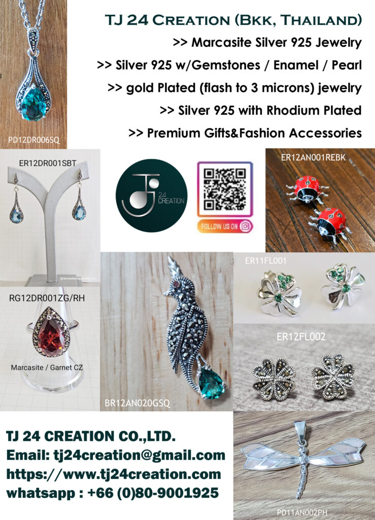 Brochure for Silver Marcasite Jewelry by TJ 24 Creation Thailand